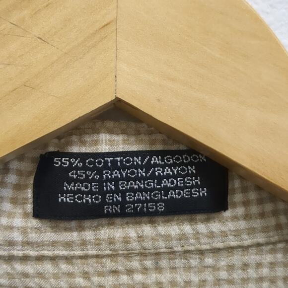 Bill Blass cotton rayon plaid button down shirt size Medium - Picture 3 of 5